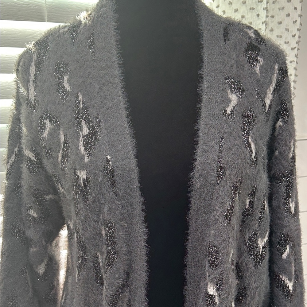 INC International Concepts Black and Gray Cardigan - Picture 2 of 4